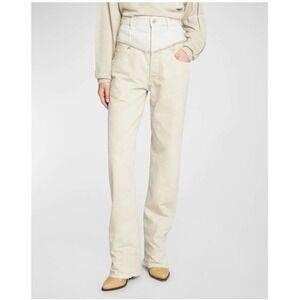 Isabel‎ Marant Noemie Two Tone Denim Jeans High Rise Straight Leg Jeans Size 40